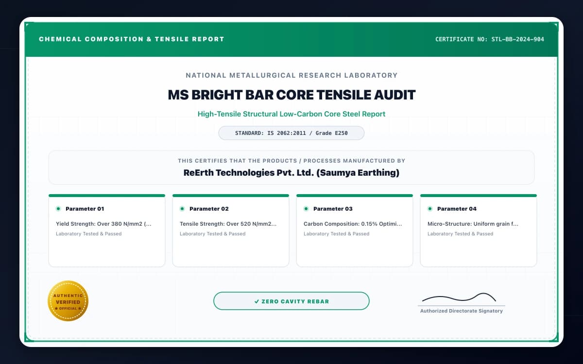 MS Bright Bar Core Tensile & Chemical Composition Report